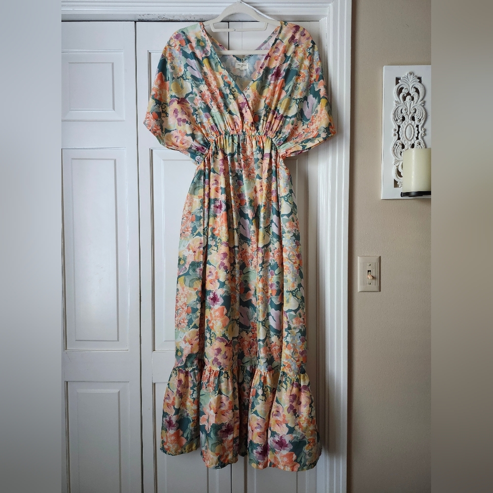 Cost Plus World Market Pastel Floral Maxi Dress
